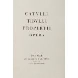 Catullo, Gaio Valerio. Catulli, Tibulli, Propertii Opera. Parma, Giambattista Bodoni, 1794. In 2° gr