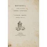 Ghioni, Giorgio. Memoria sopra le dette spine ventose. Parma, Giambattista Bodoni, 1798. In 8° (230