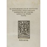 Giovanni Boccaccio. Il Decameron di messer Giovanni Boccaccio. Londra, Thomas Edlin, 1725. In 4° (