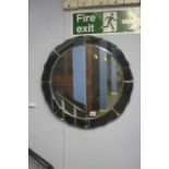 One coloured Art Deco circular mirror.