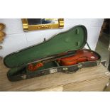 A violin and case.
