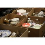 Five boxes of miscellaneous china.