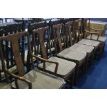 A set of Oriental dining chairs comprising; four single and two carvers.