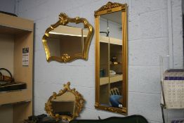 Three gilt mirrors.