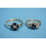 Two 18ct sapphire and diamond rings