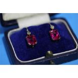 A pair of Art Deco garnet earrings.