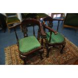 A pair of reproduction mahogany corner chairs.