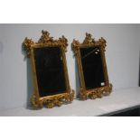 A pair of ornate gilt wall mirrors.