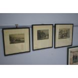 Three etchings; 'Houghton Mill', 'The Old Bridge, Polperro' and 'The Elephant Rock, Llandudno'.