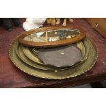 Large Indian brass tray etc.