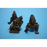 A pair of bronze Buddha's.