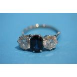 An 18ct sapphire and diamond ring, each stone approx. 1.75ct.