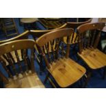 Set of six pine kitchen chairs