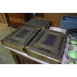 Two leather bound volumes, Bible etc.