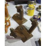 Two oak 'Fishman' light fittings