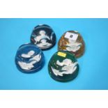 Set of four Baccarat paper weights with sulphide b