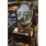Walnut jewellery box and dresser mirror