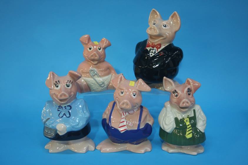 Set of five Wade Nat West piggy banks