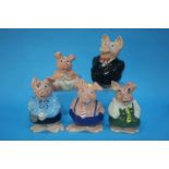 Set of five Wade Nat West piggy banks