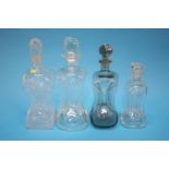 Four various dimple decanters