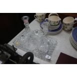 A cut glass dressing table set