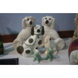 Pair of Staffordshire pot dogs and four others