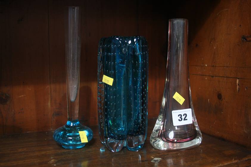 Whitefriars style vase and two others