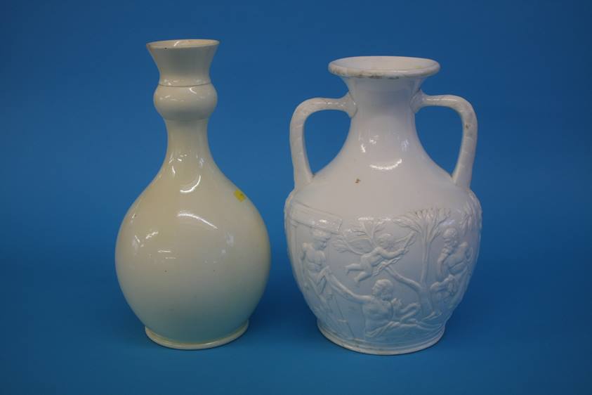 A Portland style vase and a cream ware vase (2)