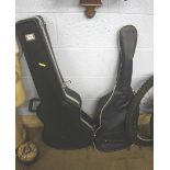 Two guitars, one in hard case