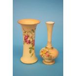 Two Royal Worcester blush ivory vases, both decorated with flowers
