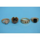 Four various 9ct gold rings