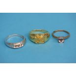 Three modern 9ct gold rings, total weight 12.2 grams