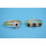 Two 18ct gold diamond and sapphire rings