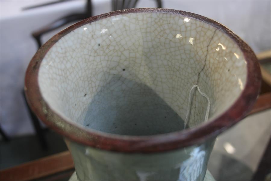 A large Celadon vase, Qianlong type, seal mark to - Image 10 of 10