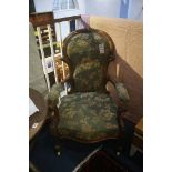 Two Victorian walnut Ladies and Gents spoon back chairs