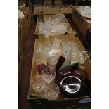Two trays of glassware