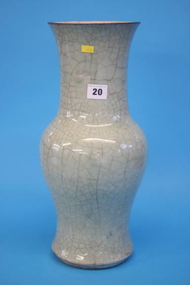 A large Celadon vase, Qianlong type, seal mark to