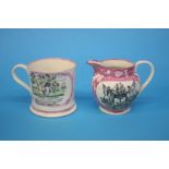 A large Sunderland lustre mug and a jug, both decorated with verse 'The Sailors Farewell'