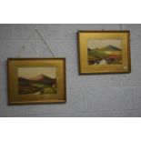 Pair of gilt framed watercolours, Highland scenes, signed Stewart