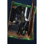 Box containing various silver plate Franklin Mint collectors knives etc.