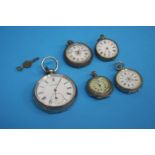 A Gentleman's silver pocket watch and four Ladies watches