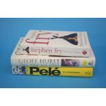 Three signed autobiographies of Pele, Stephen Fry and Geoff Hurst (3)
