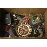 Box of assorted including Royal Crown Derby pin tr