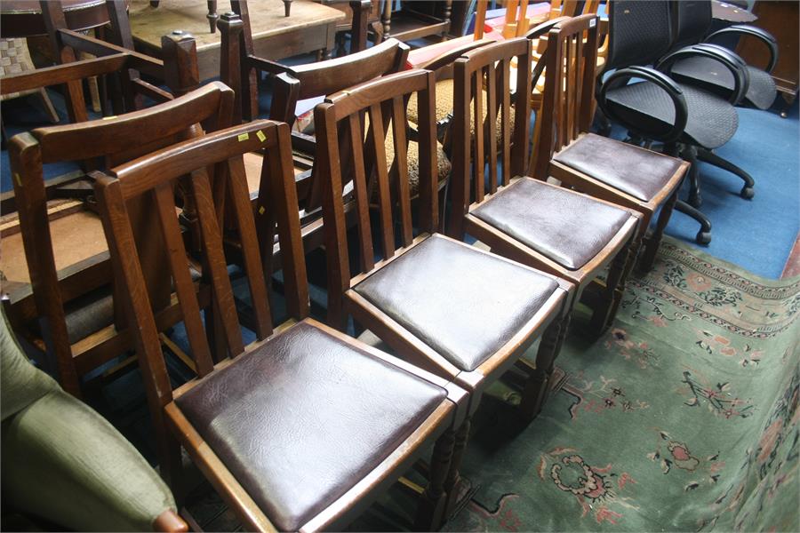 Set of four oak dining chairs