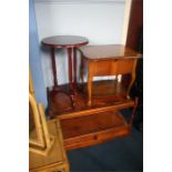 Walnut sewing box etc.