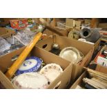 Three boxes assorted, tureens, silver plate etc.