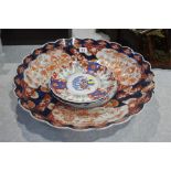 Large Imari charger and two plates