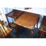 Mahogany occasional table and an oak trolley