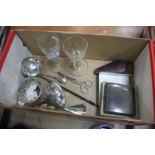 Box including a Toddy ladle, wine funnel, champagn
