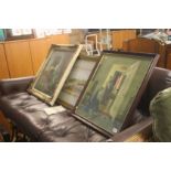 Pair watercolours by J Cleet 'Wash House South Shi